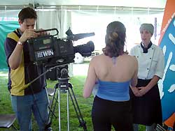 Kylie Barron being interviewed by WIN-TV